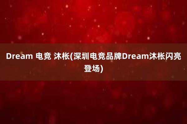 Dream 电竞 沐枨(深圳电竞品牌Dream沐枨闪亮登场)