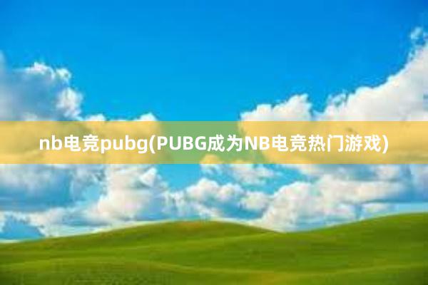 nb电竞pubg(PUBG成为NB电竞热门游戏)