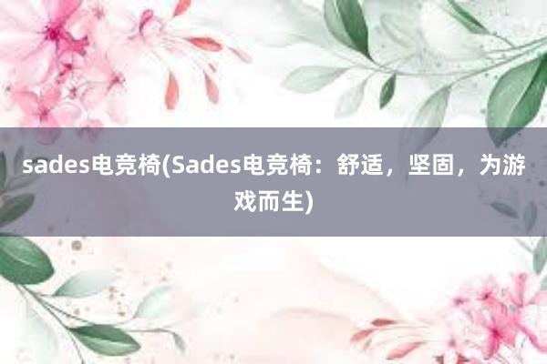 sades电竞椅(Sades电竞椅：舒适，坚固，为游戏而生)