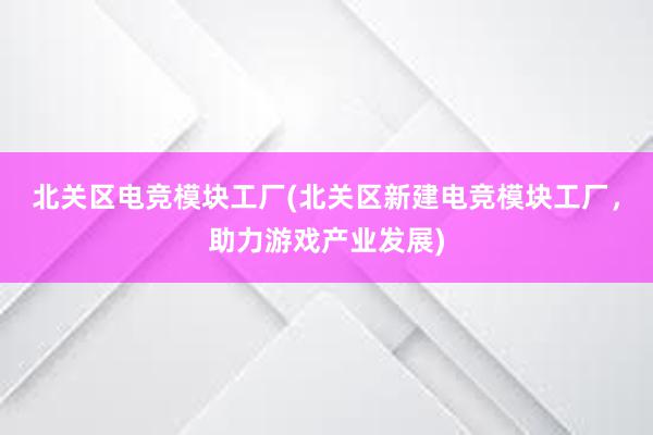 北关区电竞模块工厂(北关区新建电竞模块工厂，助力游戏产业发展)