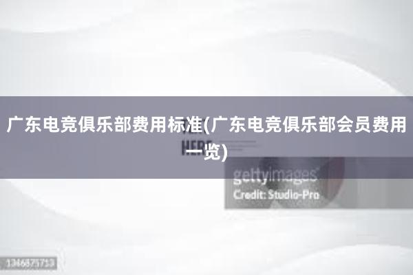 广东电竞俱乐部费用标准(广东电竞俱乐部会员费用一览)