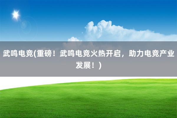 武鸣电竞(重磅！武鸣电竞火热开启，助力电竞产业发展！)