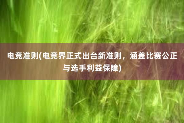 电竞准则(电竞界正式出台新准则，涵盖比赛公正与选手利益保障)