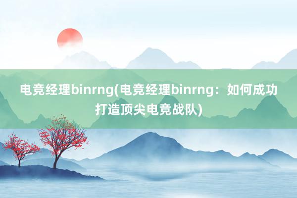 电竞经理binrng(电竞经理binrng：如何成功打造顶尖电竞战队)