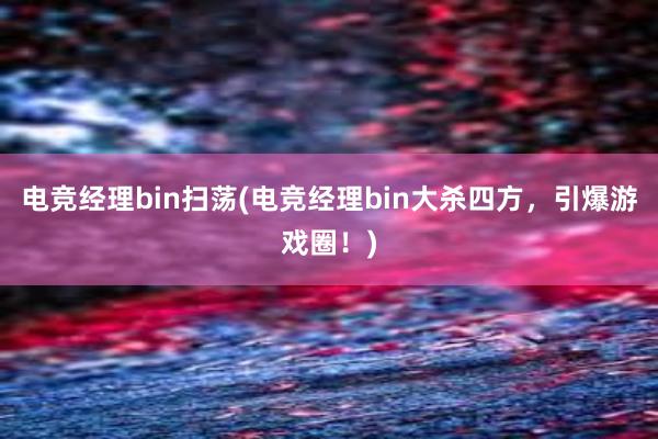 电竞经理bin扫荡(电竞经理bin大杀四方，引爆游戏圈！)