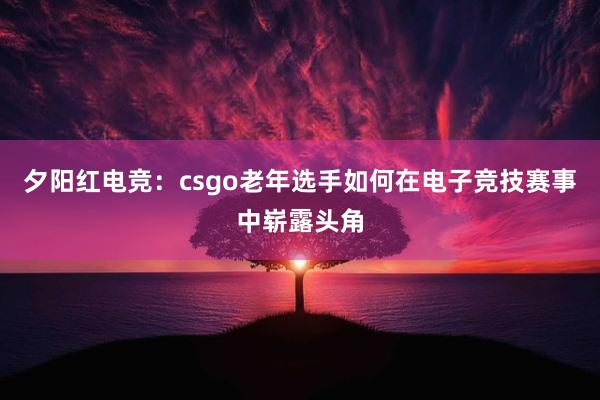 夕阳红电竞：csgo老年选手如何在电子竞技赛事中崭露头角