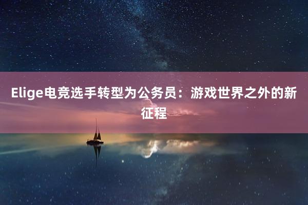 Elige电竞选手转型为公务员：游戏世界之外的新征程