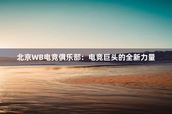 北京WB电竞俱乐部：电竞巨头的全新力量