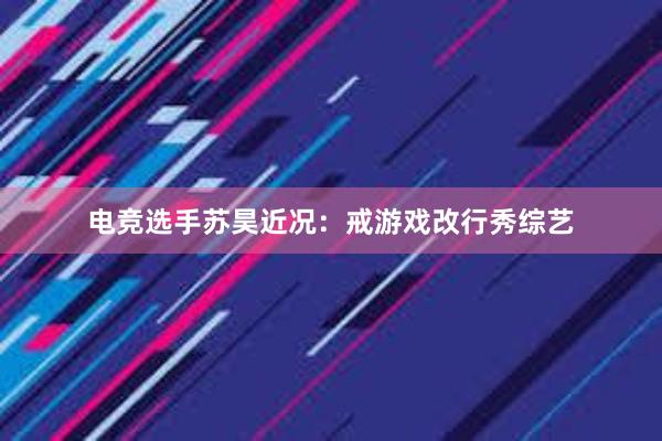 电竞选手苏昊近况：戒游戏改行秀综艺